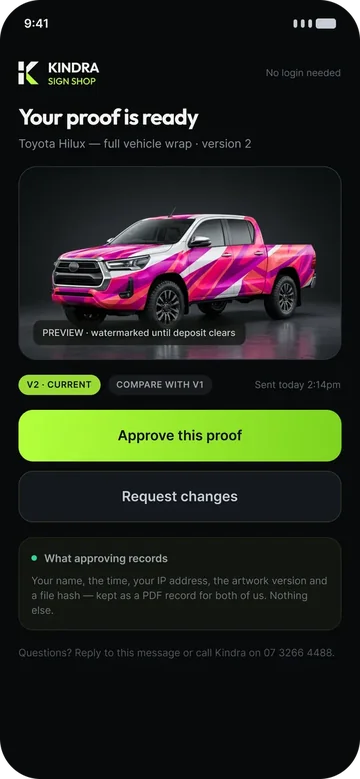 Proof approval