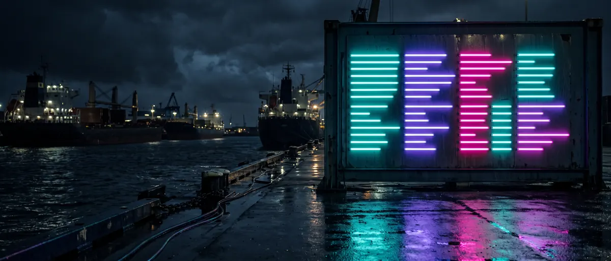 A harbour statistics board of neon bars like a chart